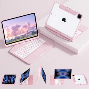 [New User Only+Free Shipping]2025 Cyberpunk Y2K keyboard case for iPad + iFacemall Stylus Pen for iPad with Magnetic and Tilt Sensitive, White