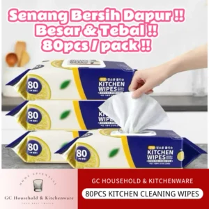 READY STOCK !! 80pcs Kitchen Cleaning Wipes Strong Decontamination Kitchen Wipes Degreasing Lap Pembersih Dapur